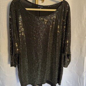 Black & Gold Metallic Blouse – Size 3x